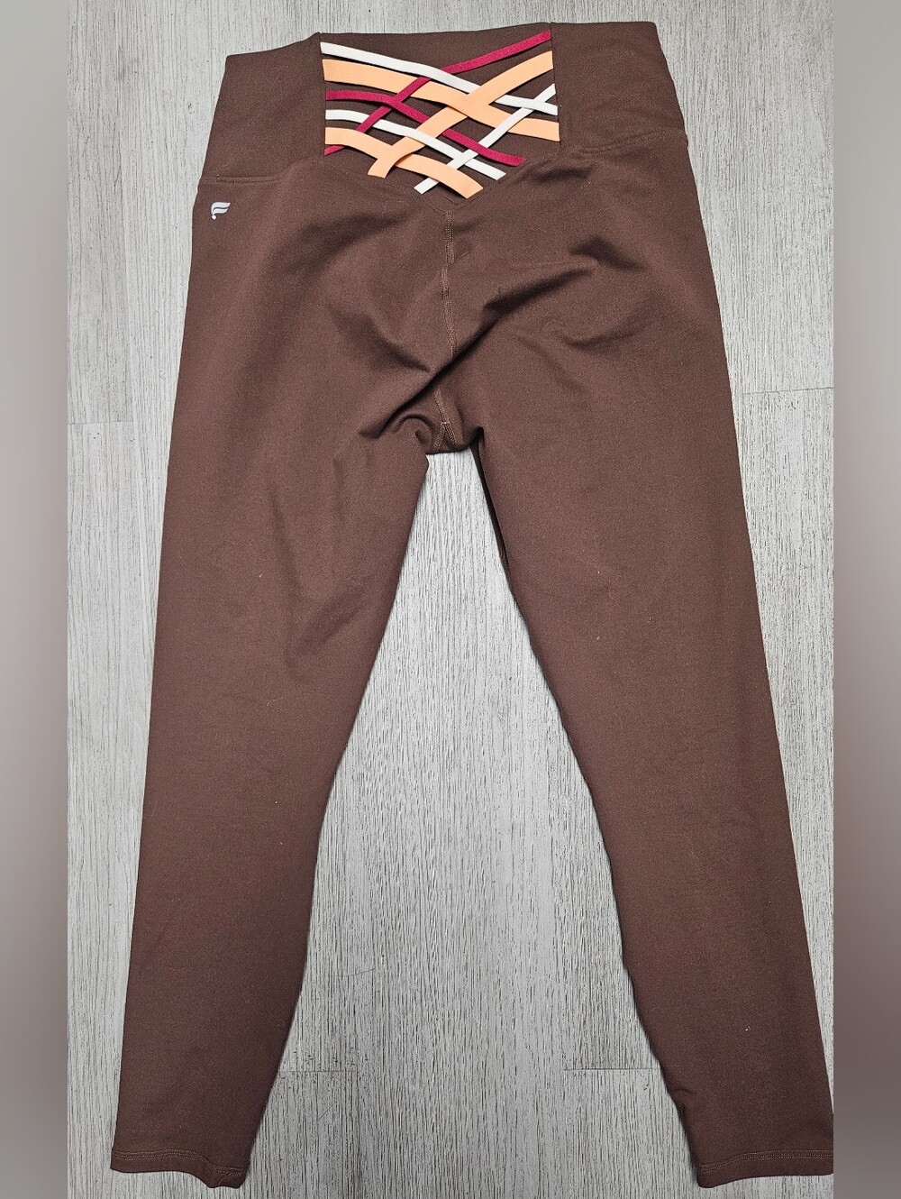 Fabletics Brown Leggings with Multicolor Woven Waistband Fabletics Capri Legging